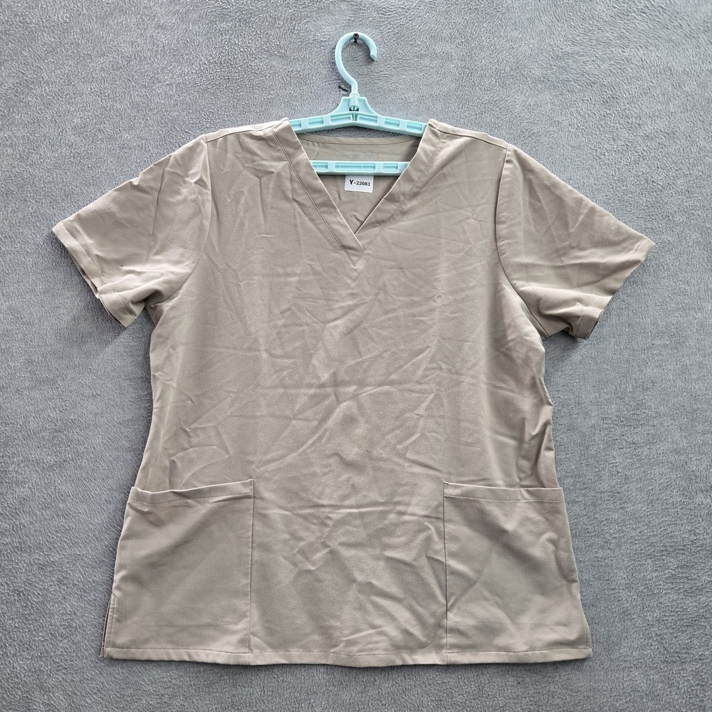 Mandala Women Scrub Top LARGE Brown PO22-S Short Sleeve